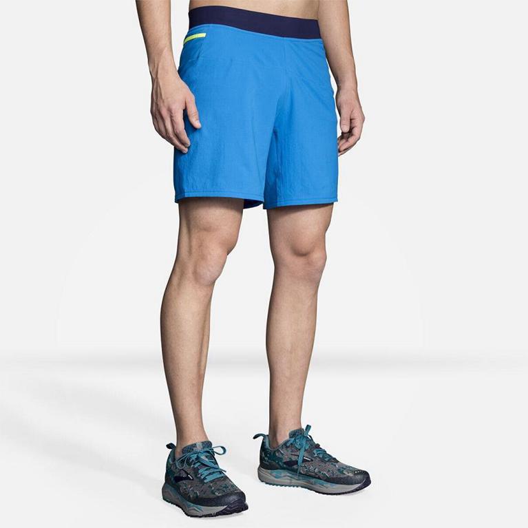 Brooks CASCADIA 7 2-IN-1 Running Shorts Mens Canada - Blue (DWM013825)